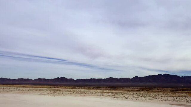 Dry lakebed global warming concept, Willcox Playa, drone sideways.