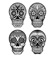 skull head halloween ornament pattern decoration illustration