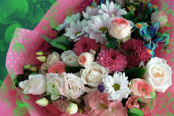 Beautiful spring bouquet of flowers. Congratulations to mom on her birthday or birthday