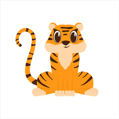 Fototapeta na wymiar Little tiger cub vector illustration isolated on white