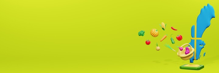 3d rendering of vegetable consumption in Sweden for data display and social media