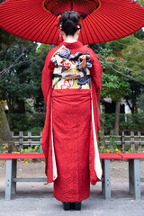 成人式　振袖　和服　和傘　帯　つまみ細工