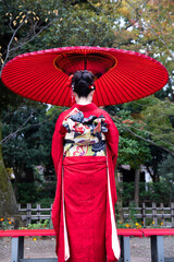 成人式　振袖　和服　和傘　帯　つまみ細工