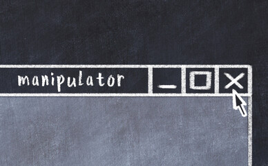Chalk drawig of browser window with inscription manipulator