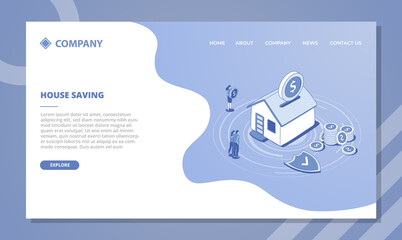 house savings concept for website template or landing homepage with isometric and outline style