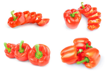 Set of bulgarian peppers on a isolated white background