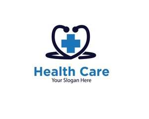 health care logo designs for medical service and hospital or clinic logo with stethoscope and cross health
