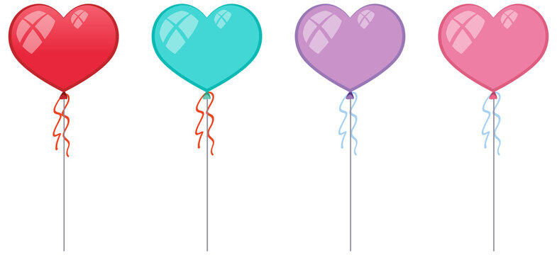 Heart balloons set in different pastel colors