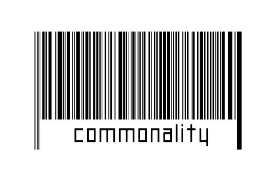 Barcode On White Background With Inscription Commonality Below