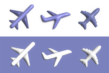 3d volumetric plane icon. Plane image in simple realistic style