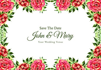 .Romantic wedding invitation with colorful flowers background