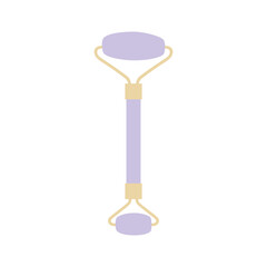 Facial massage tools, skin care routine. Quartz and jade face roller and gua sha scraper. Beauty ritual concept. Vector Isolated illustration, icons set