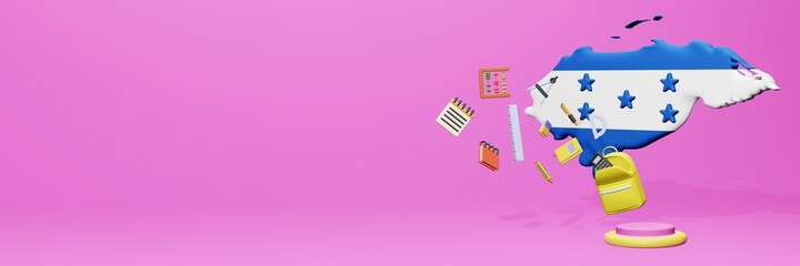 3d rendering of school tools usage for school entrance and holiday websites in Honduras