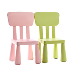 Chairs for baby on white background