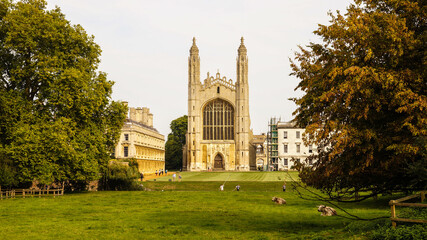 Cambridge town university buildings in England, UK.