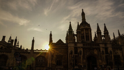 Fototapeta na wymiar Cambridge town university buildings in England, UK.
