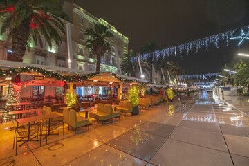 Not really christmas spirit on the rainy streets of Split with just few people walking around in cold and wet circumstances