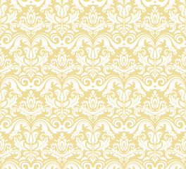 Obraz premium Classic seamless vector pattern. Damask orient golden and white ornament. Classic vintage background. Orient ornament for fabric, wallpapers and packaging