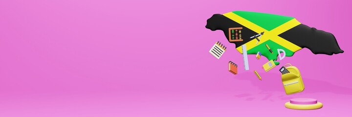 3d rendering of school tools usage for school entrance and holiday websites in Jamaica