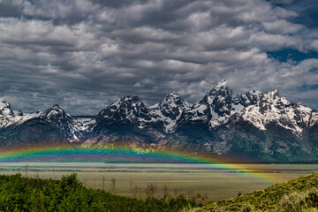 Rainbow under Teton Mountains, Grand Teton National Park, Wyoming