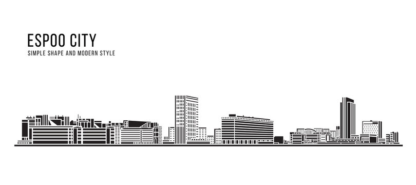 Cityscape Building Abstract Simple shape and modern style art Vector design - Espoo city