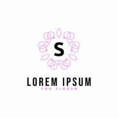 Creative vintage monogram logo with floral frame