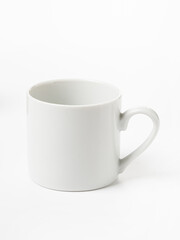 empty white porcelain coffee cup isolated on white background mocap