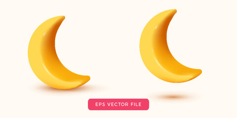 cute yellow moon 3d isolated cartoon style