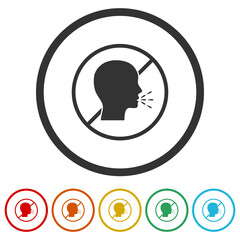 No cough icon isolated on white background, color set