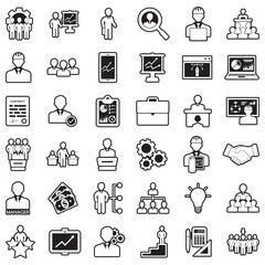 Manager Icons. Line With Fill Design. Vector Illustration.