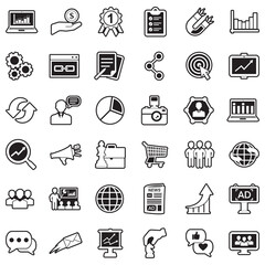 Marketing Icons. Line With Fill Design. Vector Illustration.