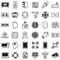 Modern Technology Icons. Line With Fill Design. Vector Illustration.