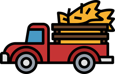 Farm Pickup Truck Icon. Farming gardening concept icon style