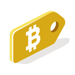 Label tag bitcoin. Vector 3d line isometric, color web icons, new flat style. Creative design idea for infographics.