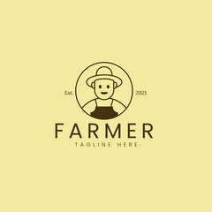 Farmer logo and icon. Premium vector harvest illustration.