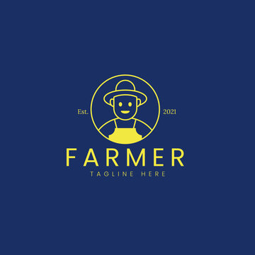 Farmer logo and icon. Premium vector harvest illustration.