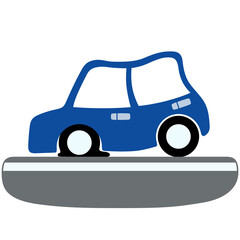 急停止する車と道路のイラスト