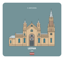 St. Joseph Cathedral in Liepaja, Latvia. Architectural symbols of European cities