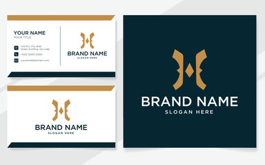Initial letter H luxury logo for company with business card template