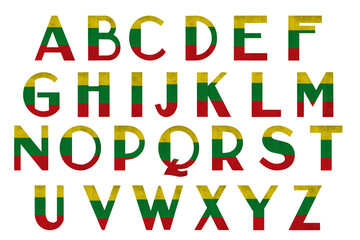 World countries. Universal Latin alphabet in colors of national flag. Ghana