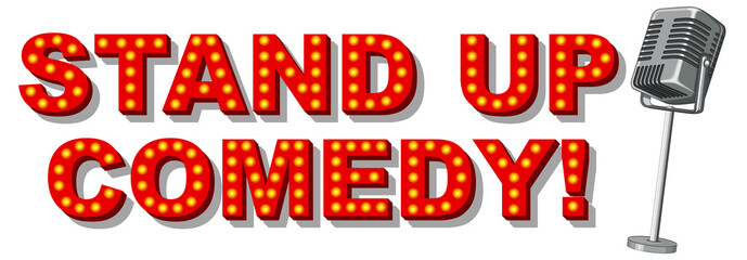Stand Up Comedy banner with vintage microphone