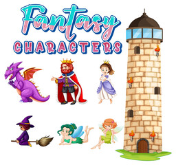 Fantasy cartoon characters set