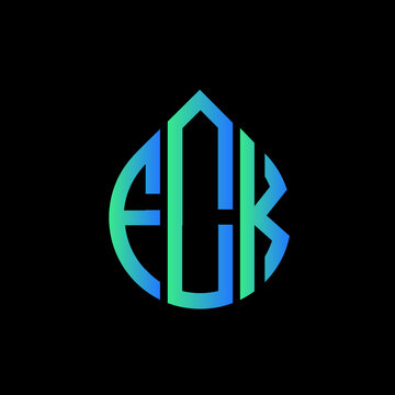 FCK letter logo design on black background. 
FCK circle letter logo design with ellipse shape.
FCK creative initials letter logo concept.FCK logo vector. 