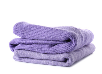 Soft modern sweaters on white background