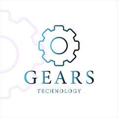 gears logo line art gradient color vector illustration template icon graphic design