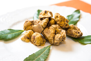 white truffles in a plate