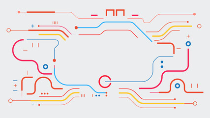 Digital geometric tech elements abstract frame