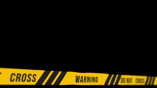 Barricade tape noticeable blocking perimeter. Yellow background, motion.