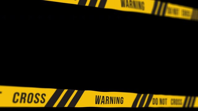 Barricade tape noticeable blocking perimeter. Yellow background, motion.