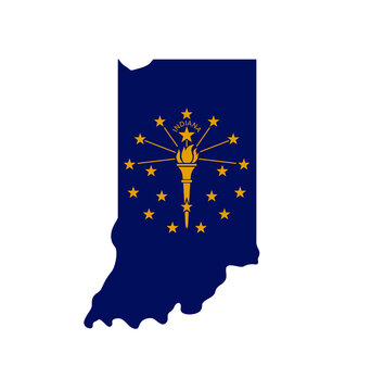 indiana flag in state map shape symbol icon